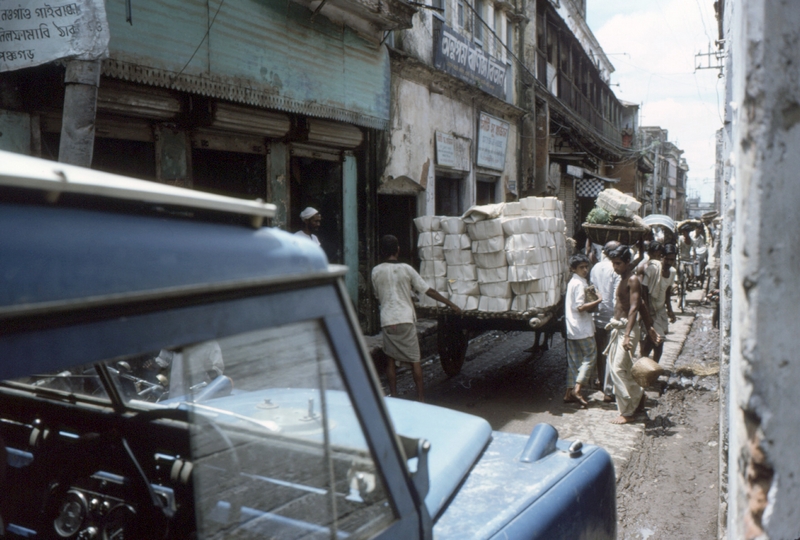 1975 Bangladesh. Program vehicle in traffic