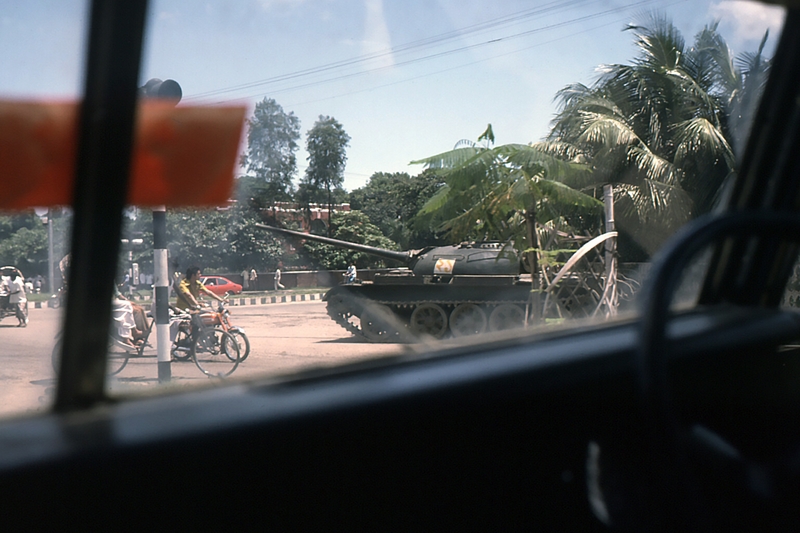 1975 Bangladesh. Dhaka. Tank following coup
