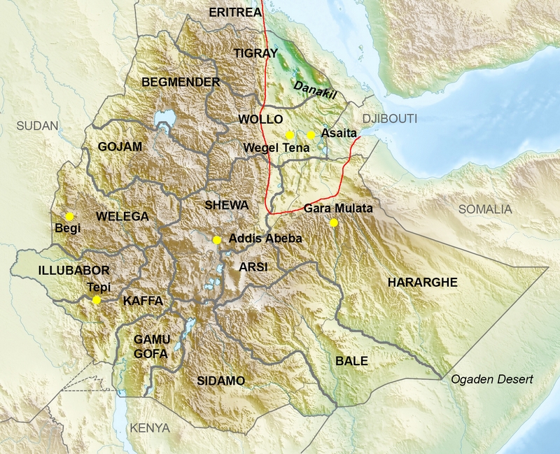  Ethiopia. Topography and provinces